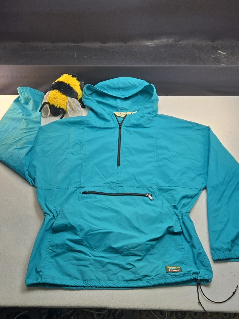 Vintage 80s L.L. Bean Supplex Nylon Anorak Windbreaker Jacket in Teal/Turquoise